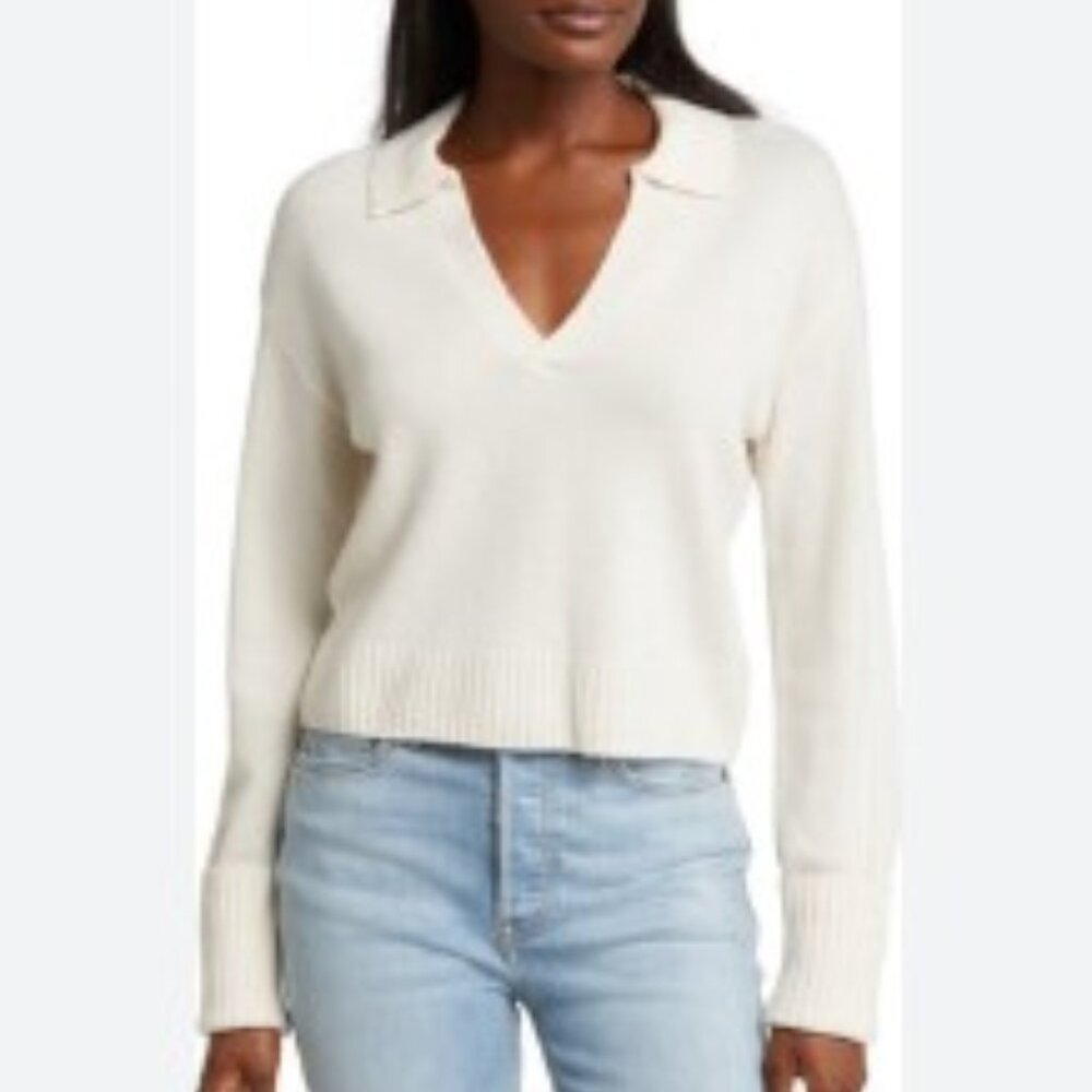Paige Maxie Johnny Collar Cashmere Sweater Medium